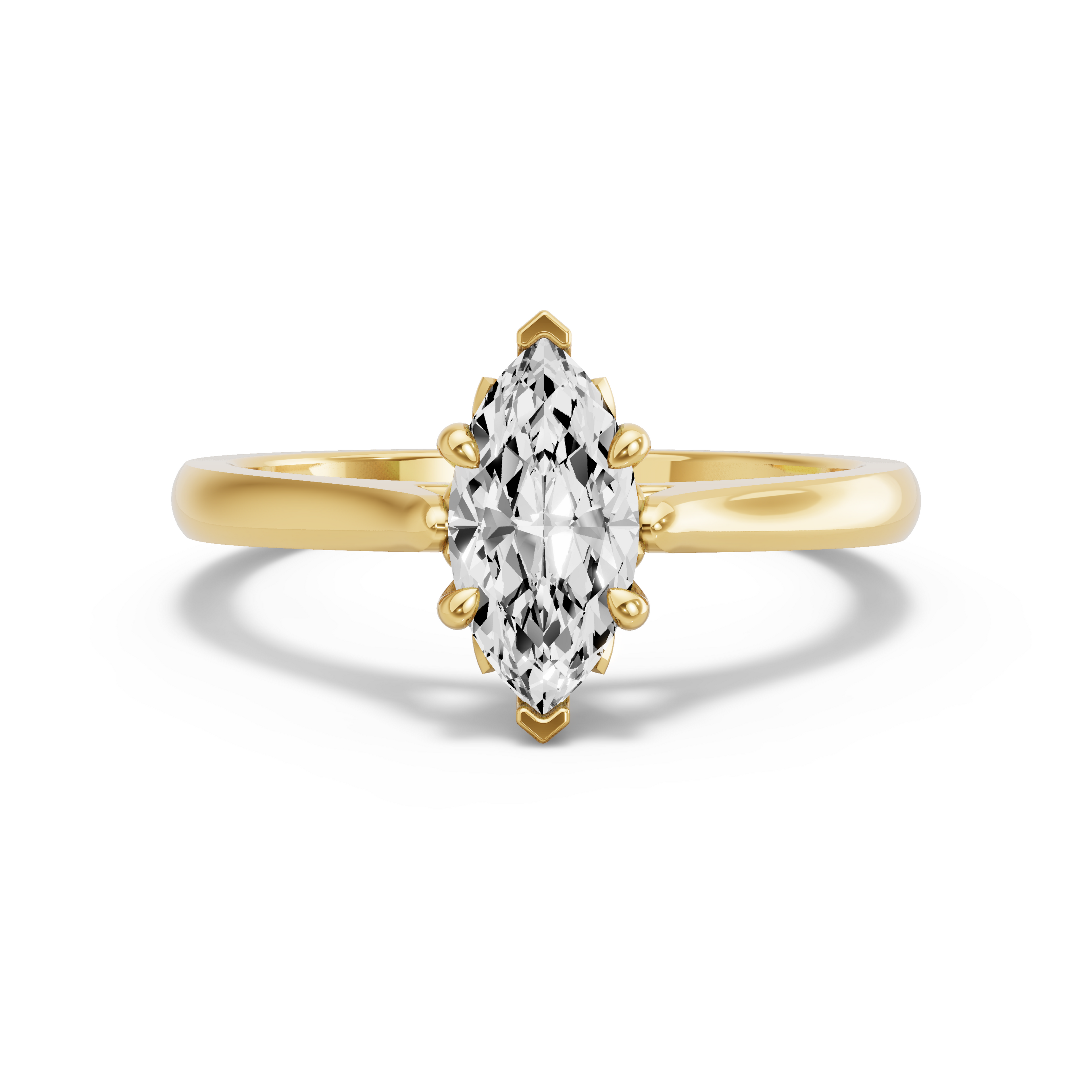 Image for Marquise Lotus Basket Ring with Knife Edge Cathedral band in 18K Yellow Gold