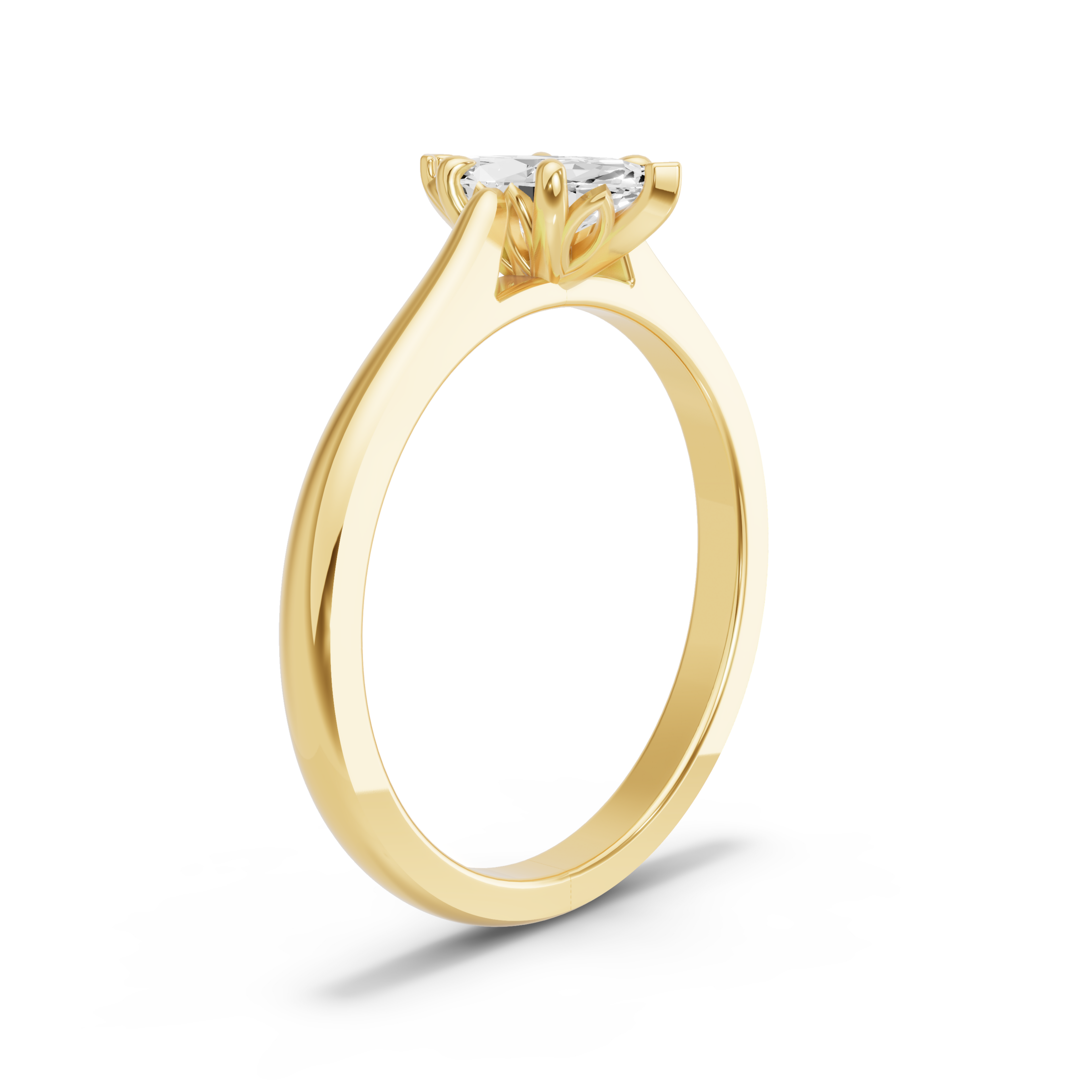 Image for Marquise Lotus Basket Ring with Knife Edge Cathedral band in 14K Yellow Gold