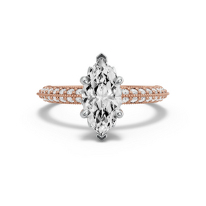 Image for Marquise Lotus Basket Ring with Knife Edge Pave band