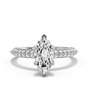 Image for Marquise Lotus Basket Ring with Knife Edge Pave band