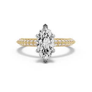 Image for Marquise Lotus Basket Ring with Knife Edge Pave band
