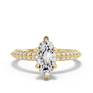 Image for Marquise Lotus Basket Ring with Knife Edge Pave band