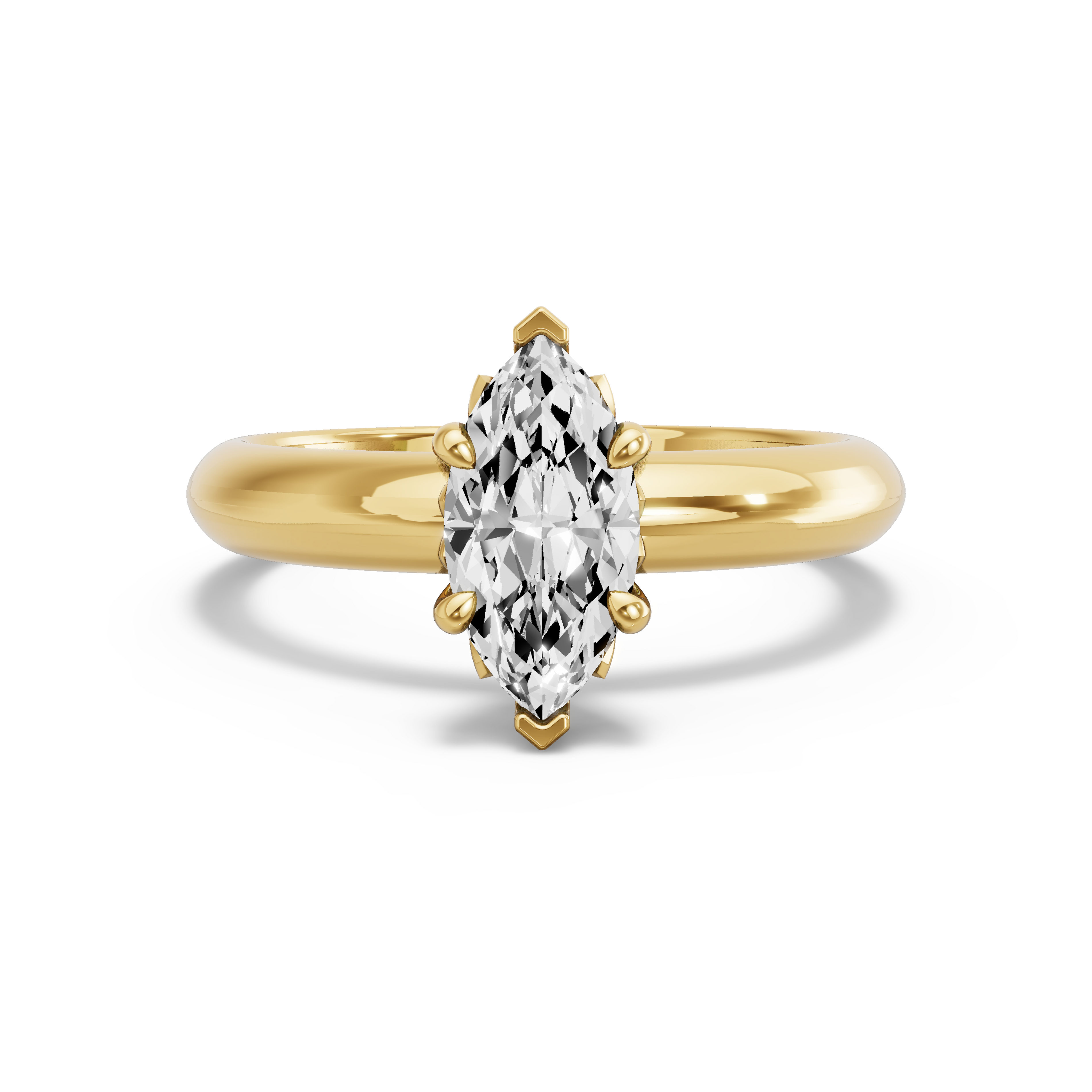Image for Marquise Lotus Basket Ring with Knife Edge Solitaire band in 14K Yellow Gold