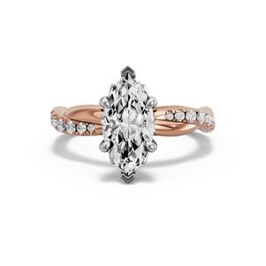 Image for Marquise Lotus Basket Ring with Rope Pave band