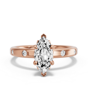 Image for Marquise Lotus Basket Ring with Sleek Accent band