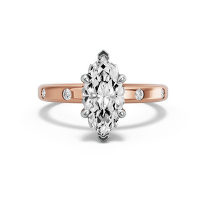 Image for Marquise Lotus Basket Ring with Sleek Accent band