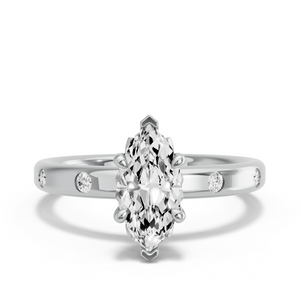 Image for Marquise Lotus Basket Ring with Sleek Accent band