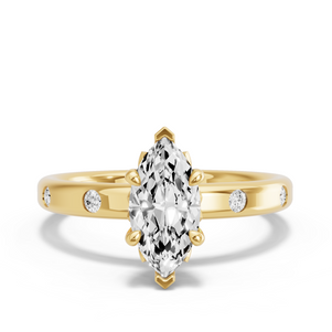 Image for Marquise Lotus Basket Ring with Sleek Accent band
