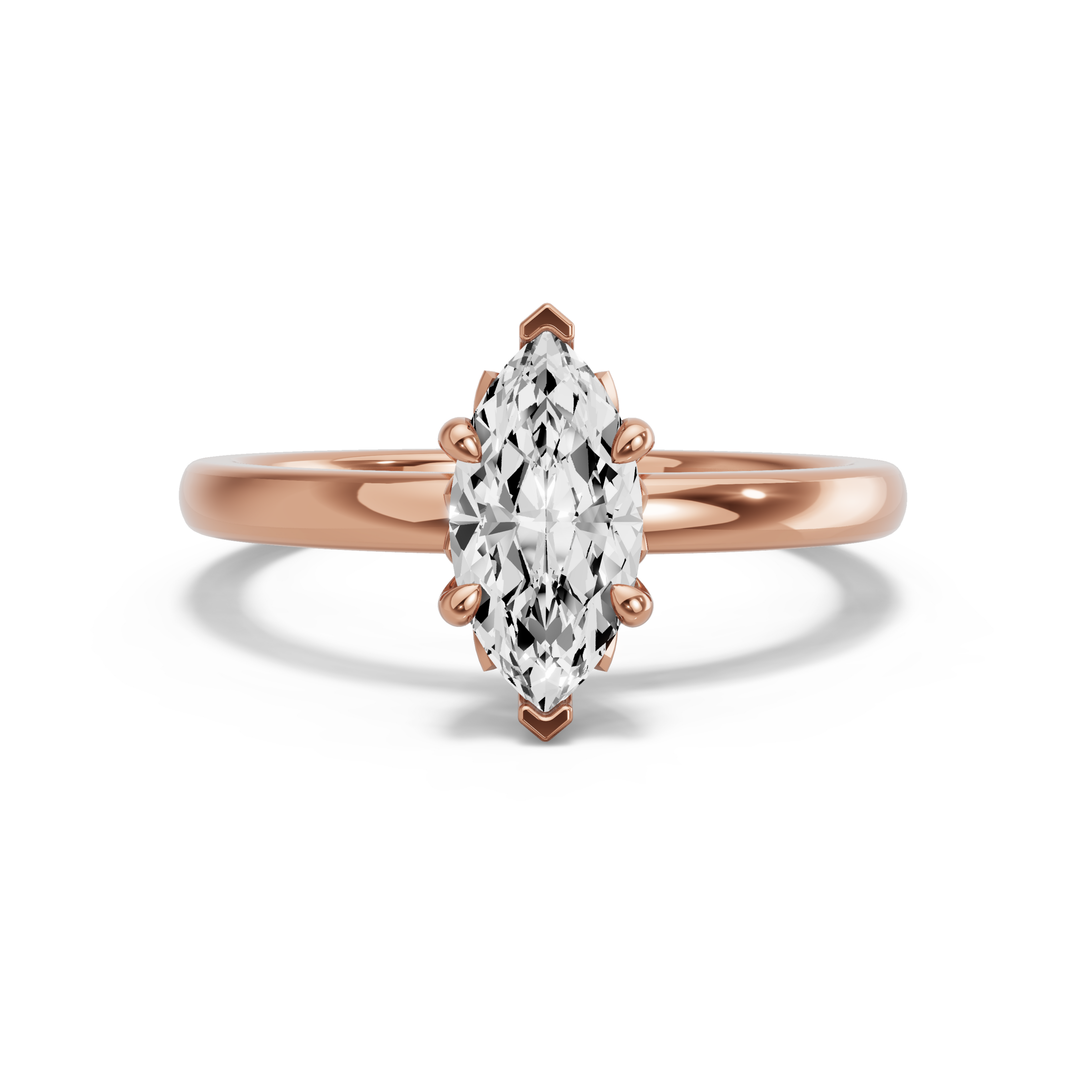 Image for Marquise Lotus Basket Ring with Solitaire band in 14K Rose Gold