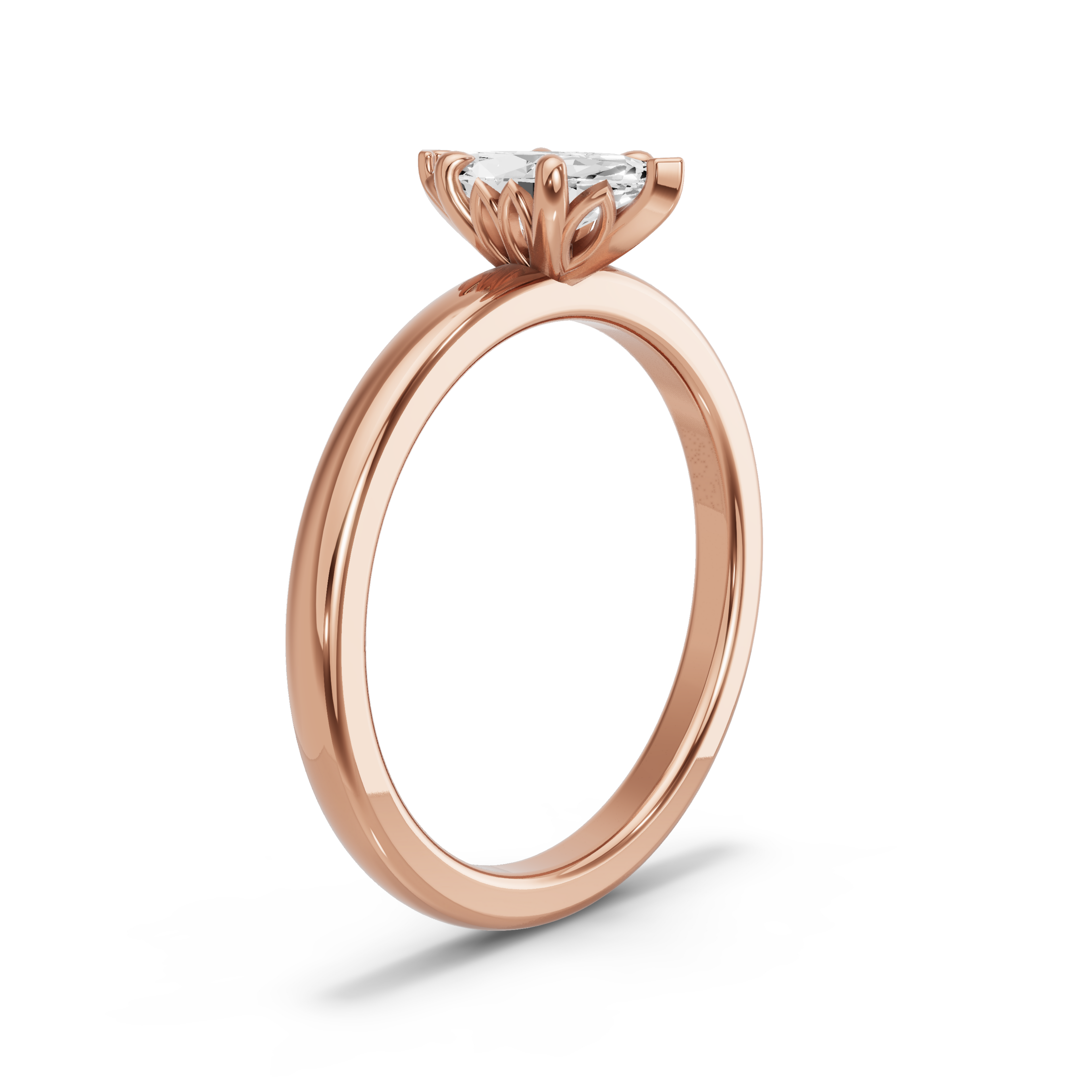 Image for Marquise Lotus Basket Ring with Solitaire band in 18K Rose Gold