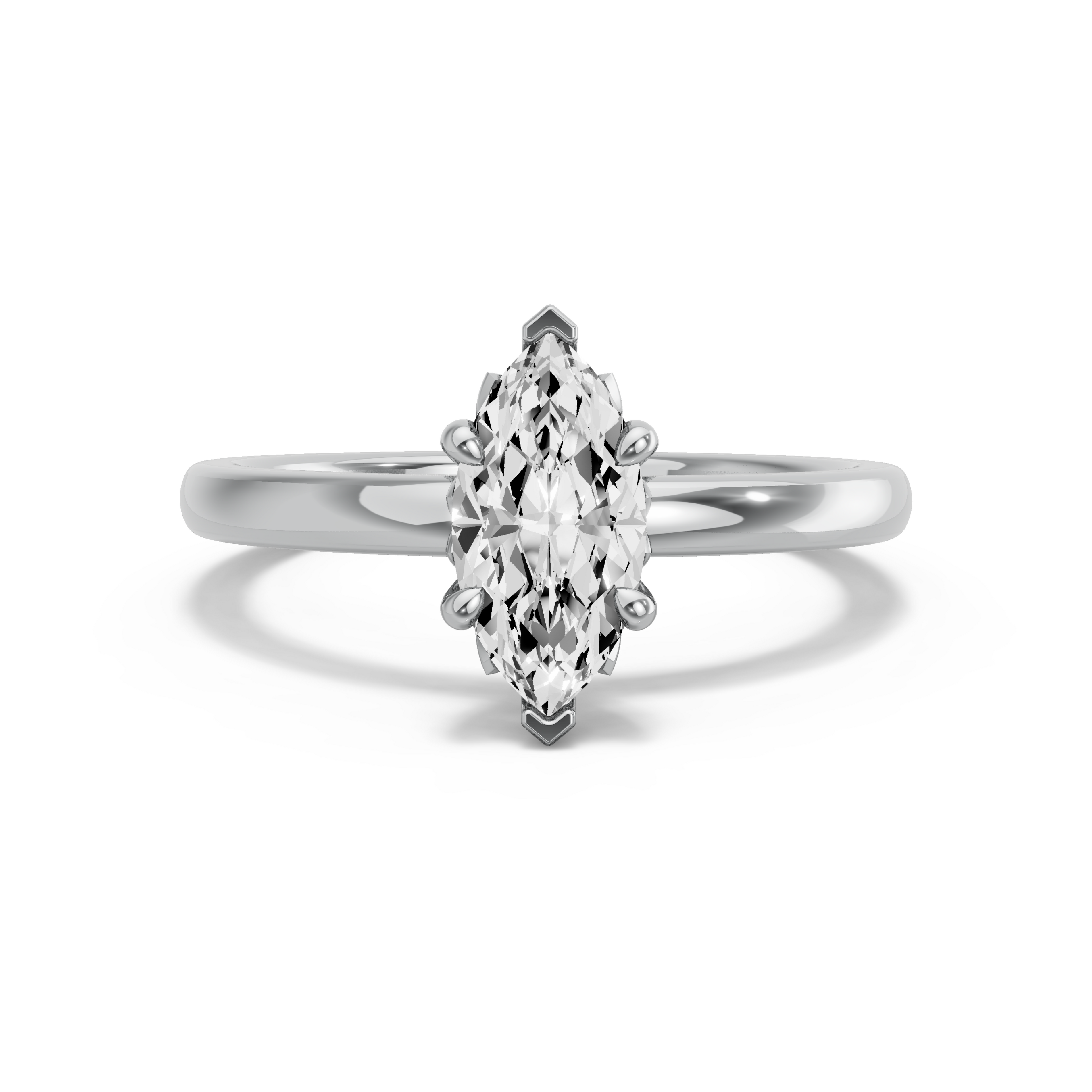 Image for Marquise Lotus Basket Ring with Solitaire band in 14K White Gold