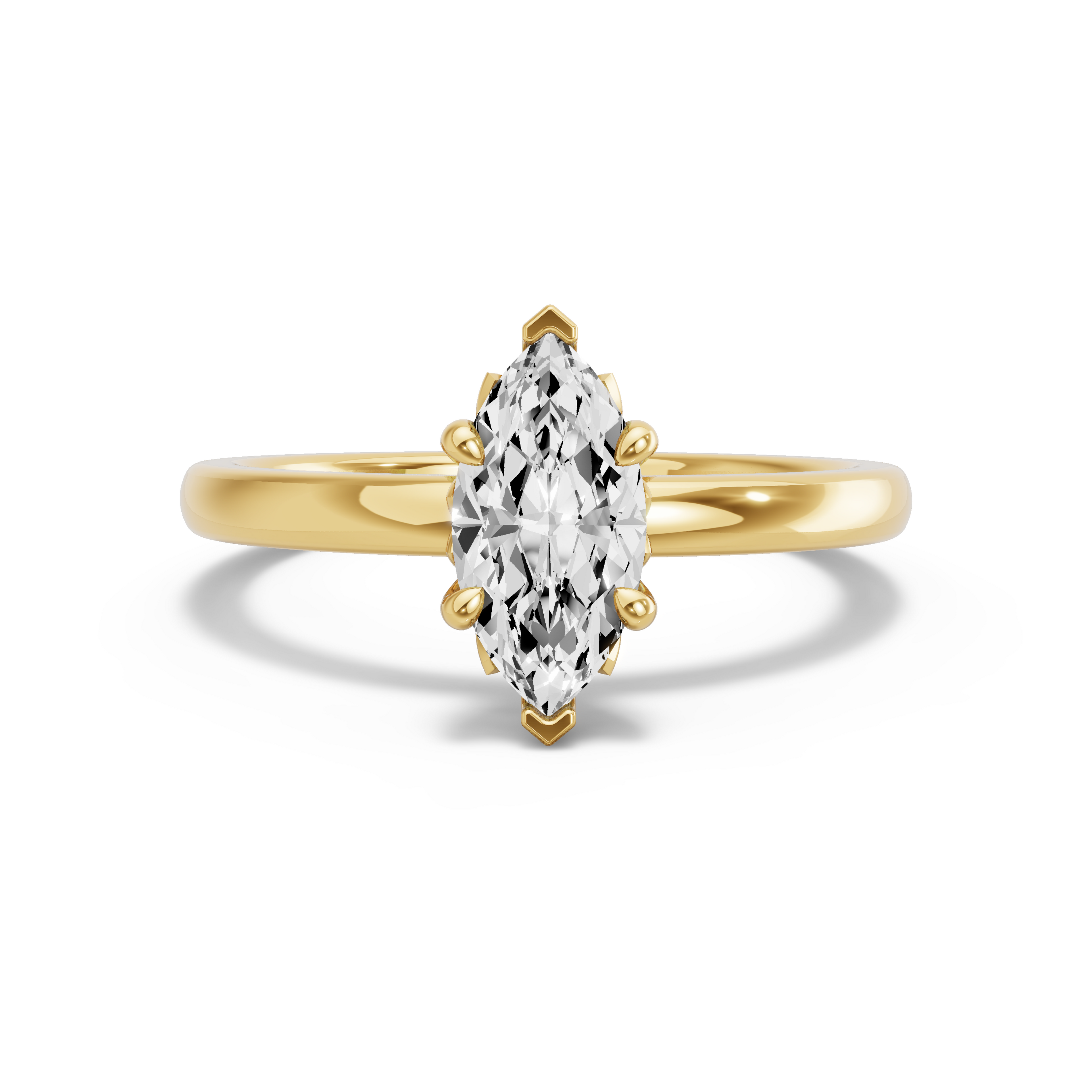 Image for Marquise Lotus Basket Ring with Solitaire band in 14K Yellow Gold