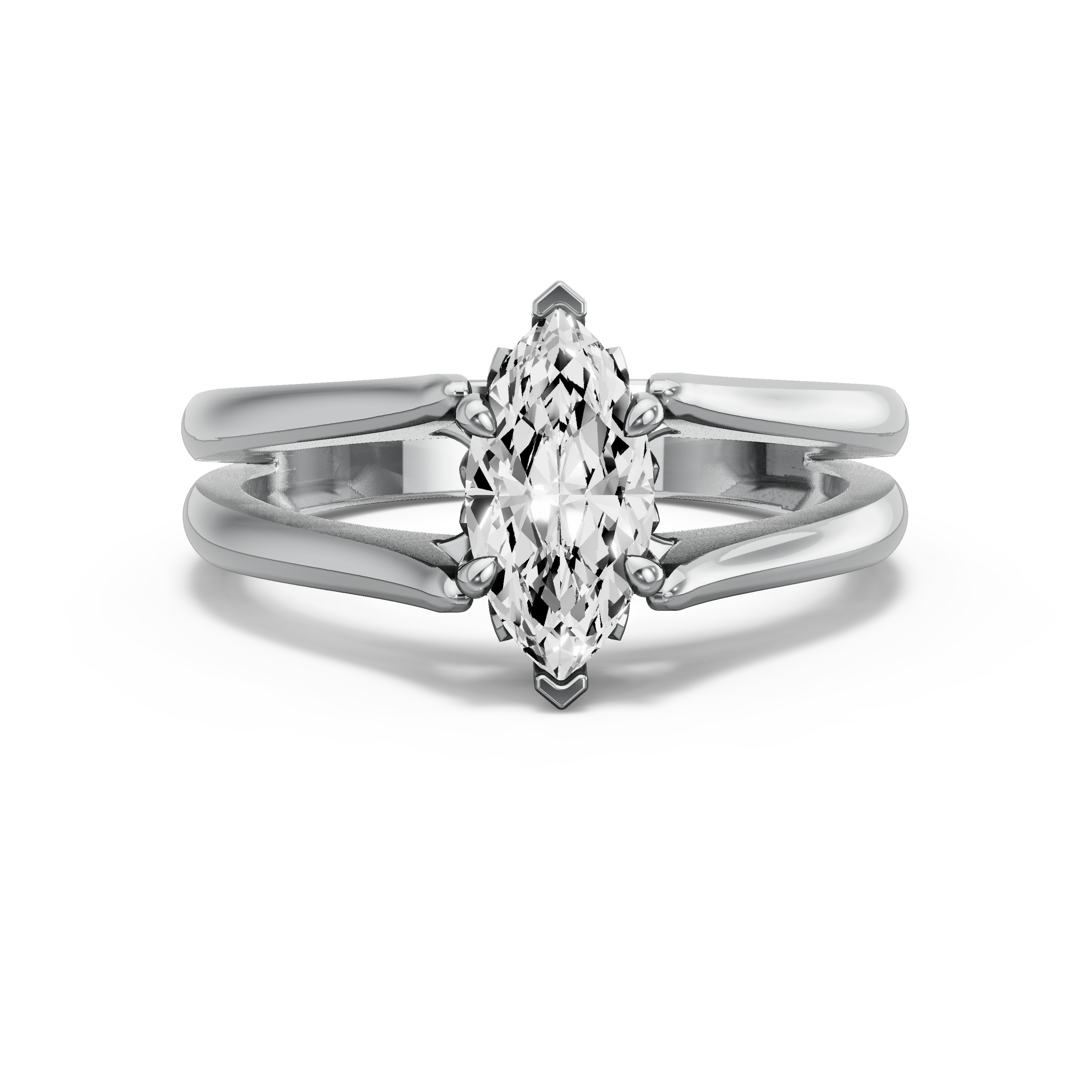 Image for Marquise Lotus Basket Ring with Split Ring Solitaire band in 950 Platinum