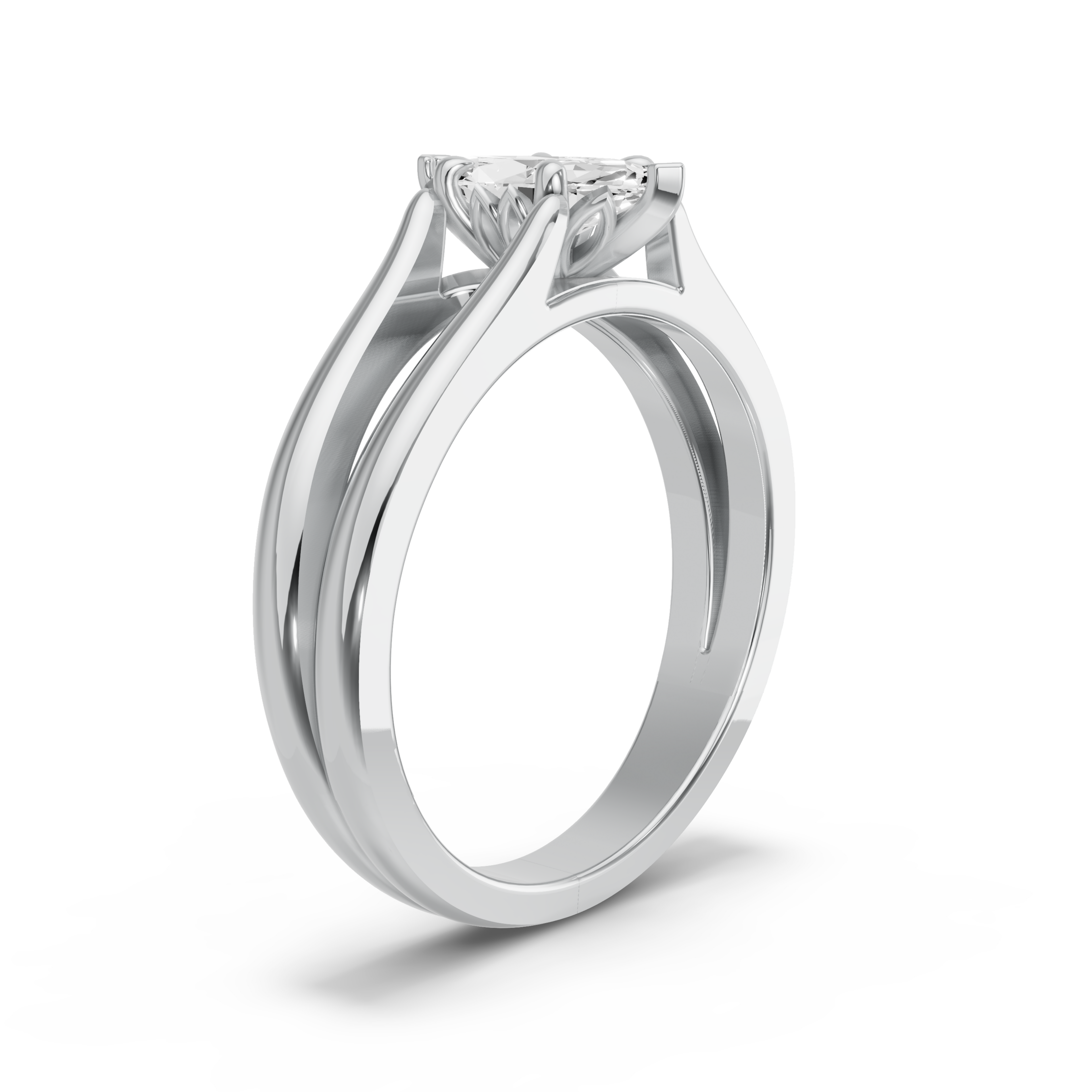 Image for Marquise Lotus Basket Ring with Split Ring Solitaire band in 950 Platinum