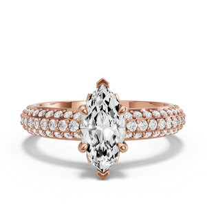 Image for Marquise Lotus Basket Ring with Triple Row Pave band