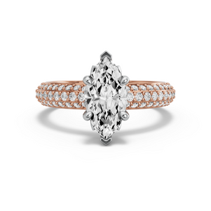 Image for Marquise Lotus Basket Ring with Triple Row Pave band