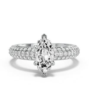 Image for Marquise Lotus Basket Ring with Triple Row Pave band