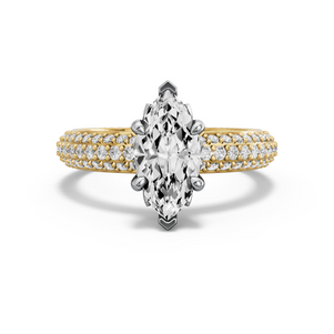 Image for Marquise Lotus Basket Ring with Triple Row Pave band