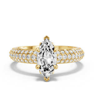 Image for Marquise Lotus Basket Ring with Triple Row Pave band