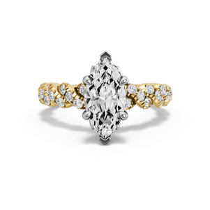 Image for Marquise Lotus Basket Ring with Twist Pave band