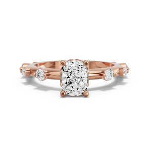 Image for Cushion Lotus Basket Ring with Floating Station band in 10K Rose Gold