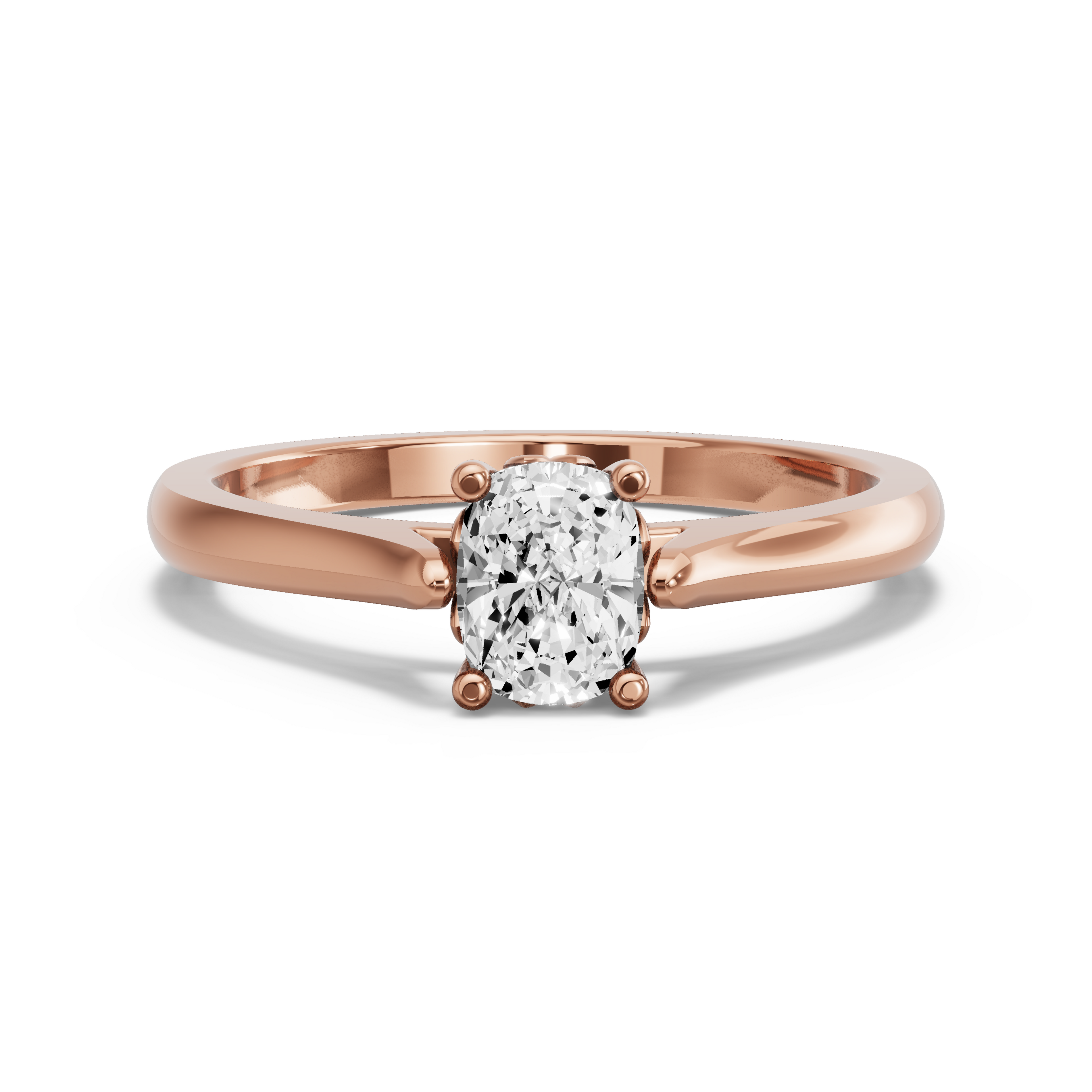 Image for Cushion Lotus Basket Ring with Knife Edge Cathedral band in 14K Rose Gold