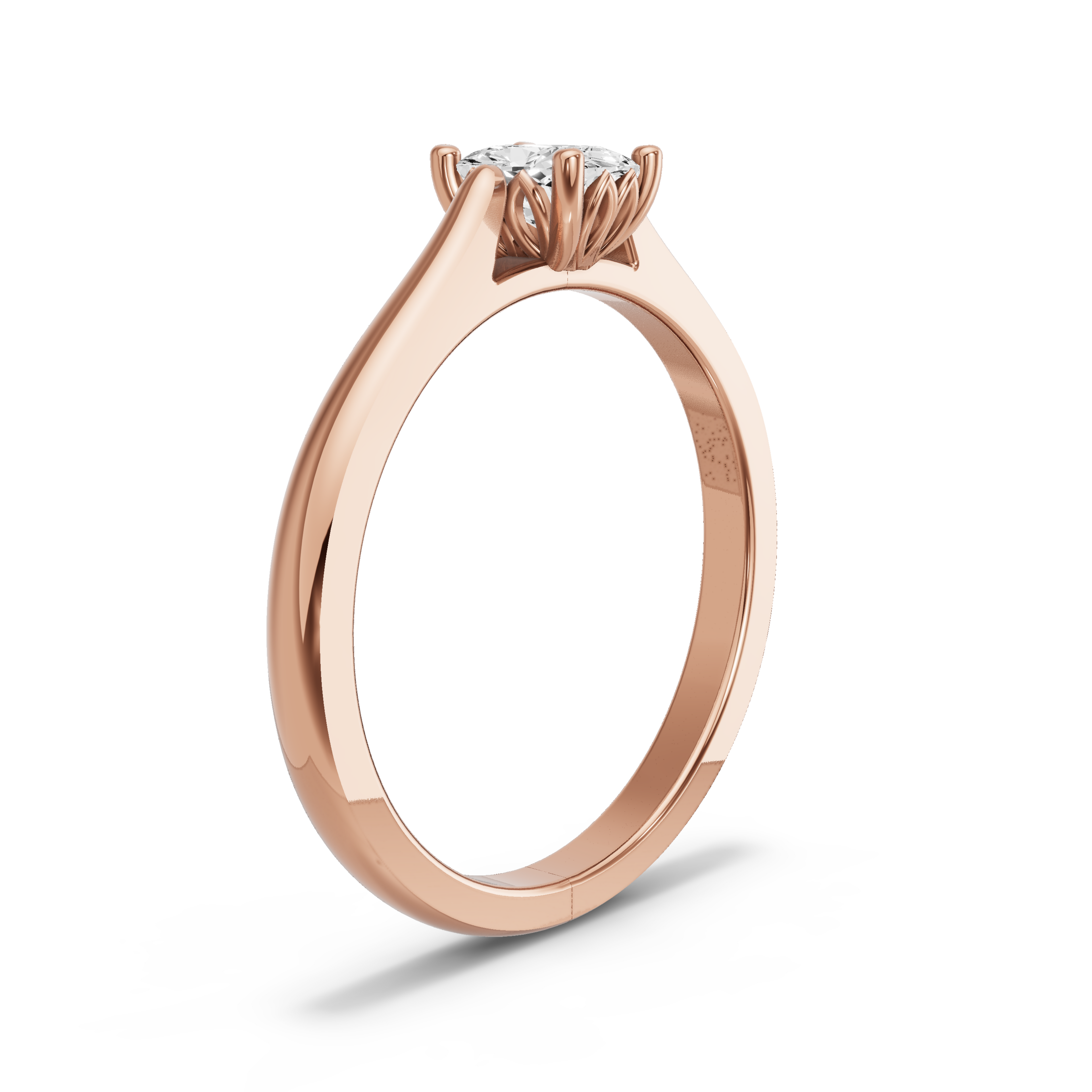 Image for Cushion Lotus Basket Ring with Knife Edge Cathedral band in 14K Rose Gold