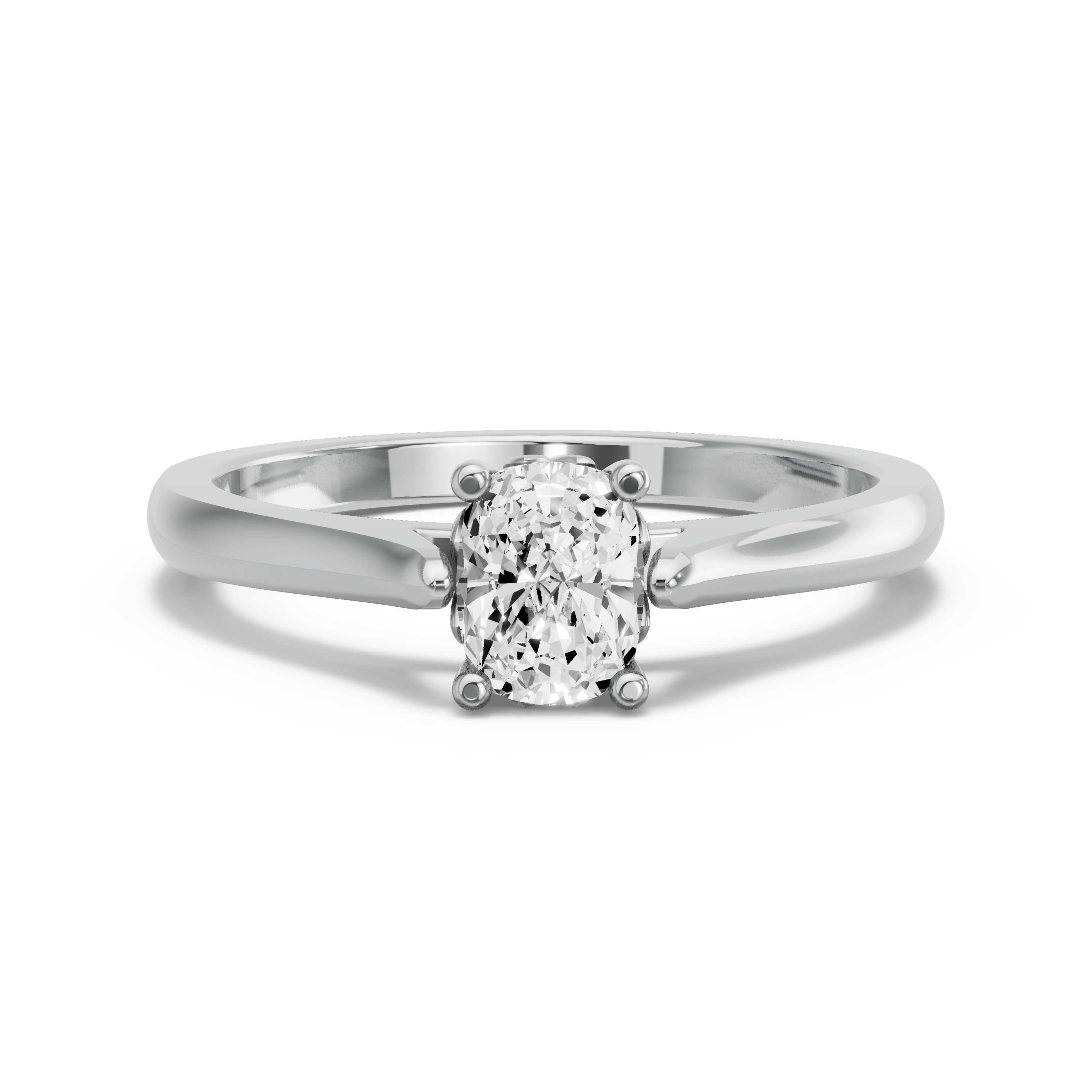 Image for Cushion Lotus Basket Ring with Knife Edge Cathedral band in 14K White Gold