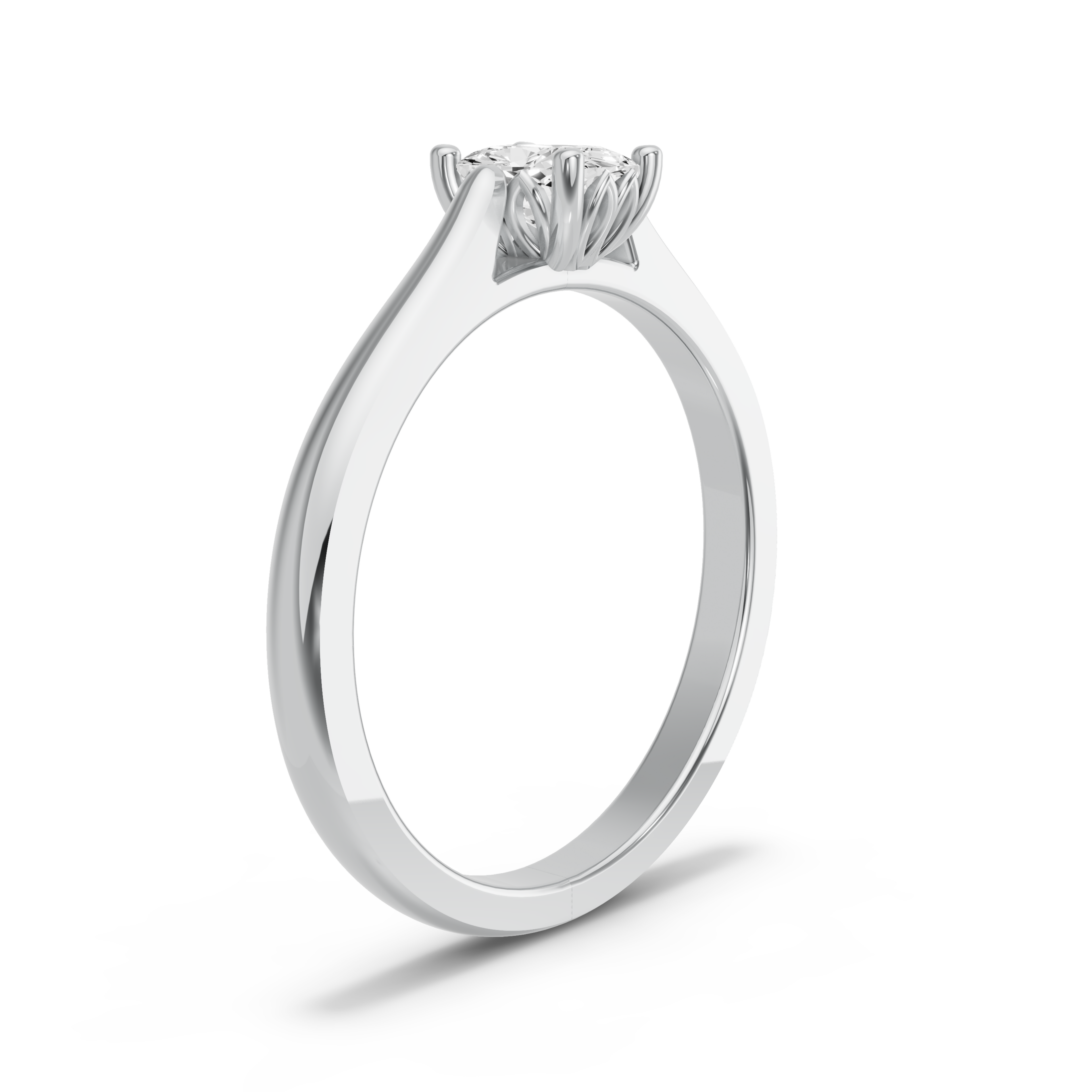 Image for Cushion Lotus Basket Ring with Knife Edge Cathedral band in 10K White Gold