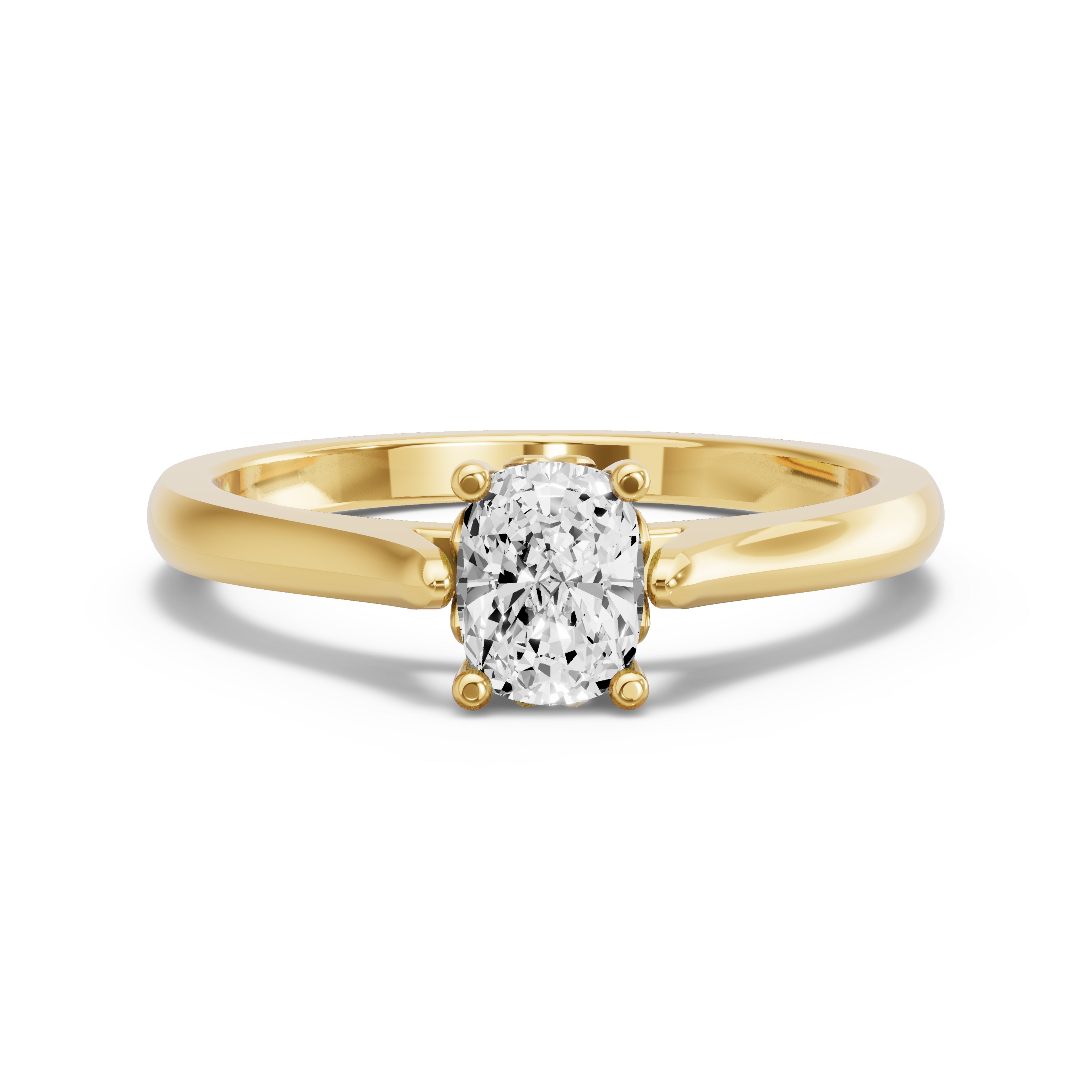 Image for Cushion Lotus Basket Ring with Knife Edge Cathedral band in 14K Yellow Gold