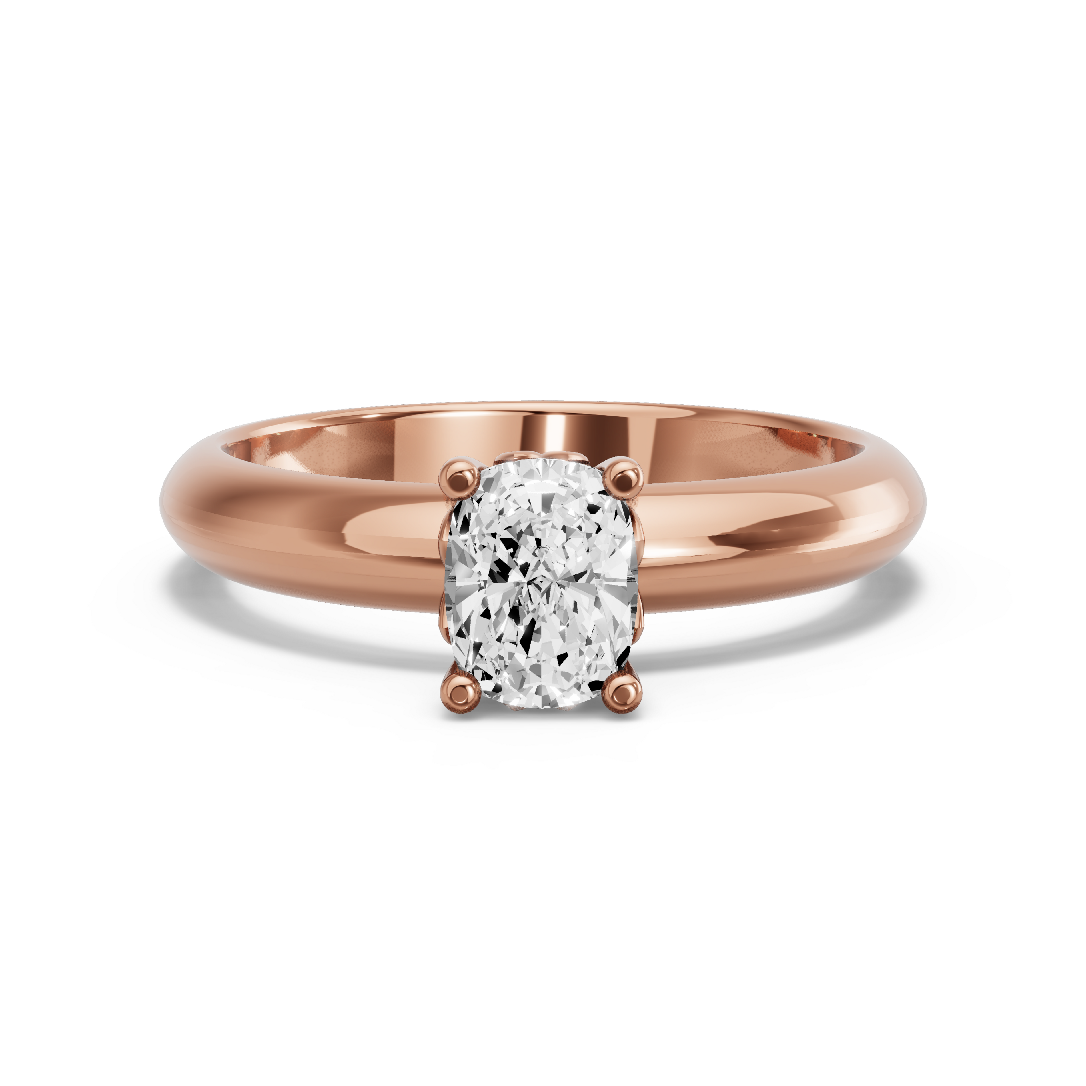 Image for Cushion Lotus Basket Ring with Knife Edge Solitaire band in 10K Rose Gold