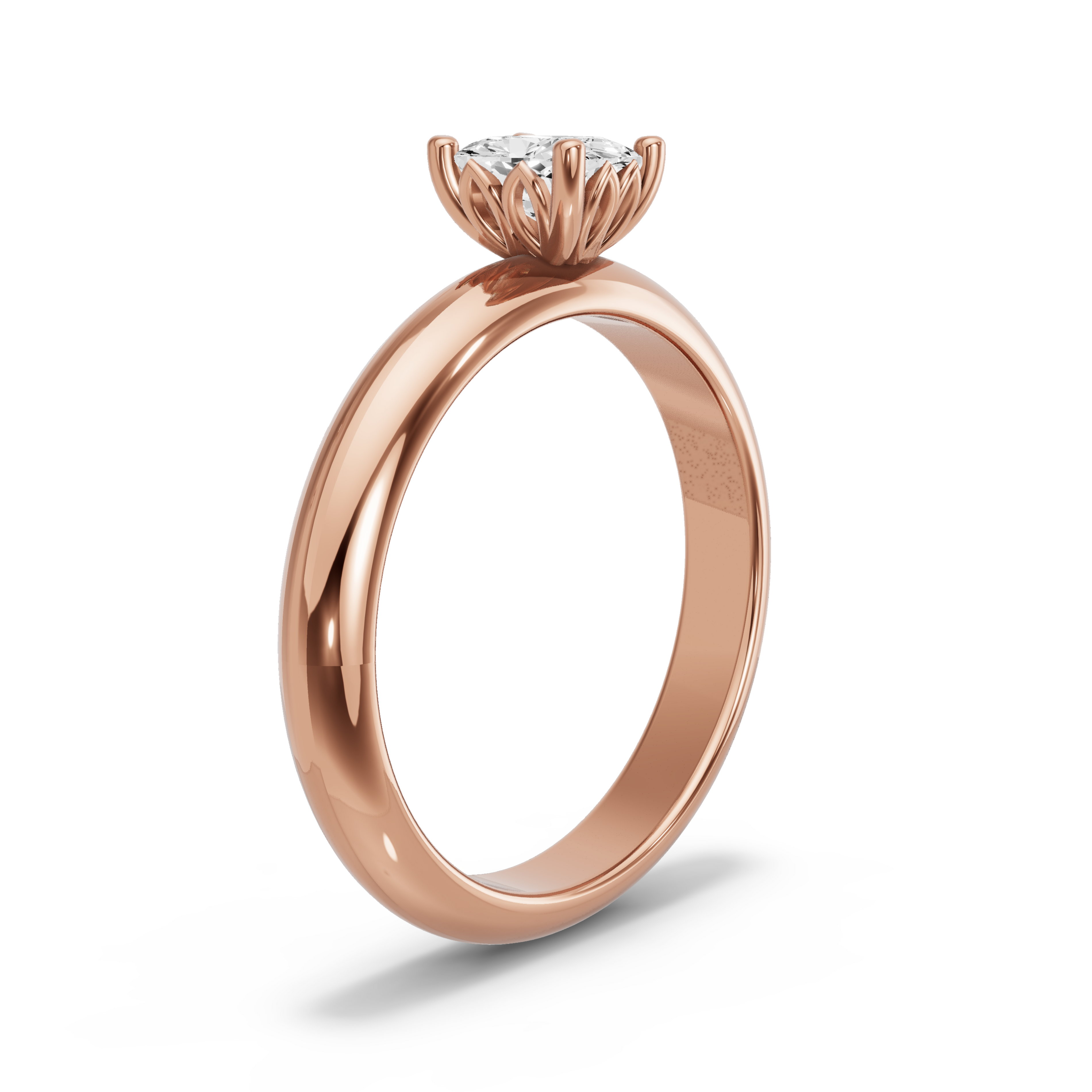 Image for Cushion Lotus Basket Ring with Knife Edge Solitaire band in 10K Rose Gold