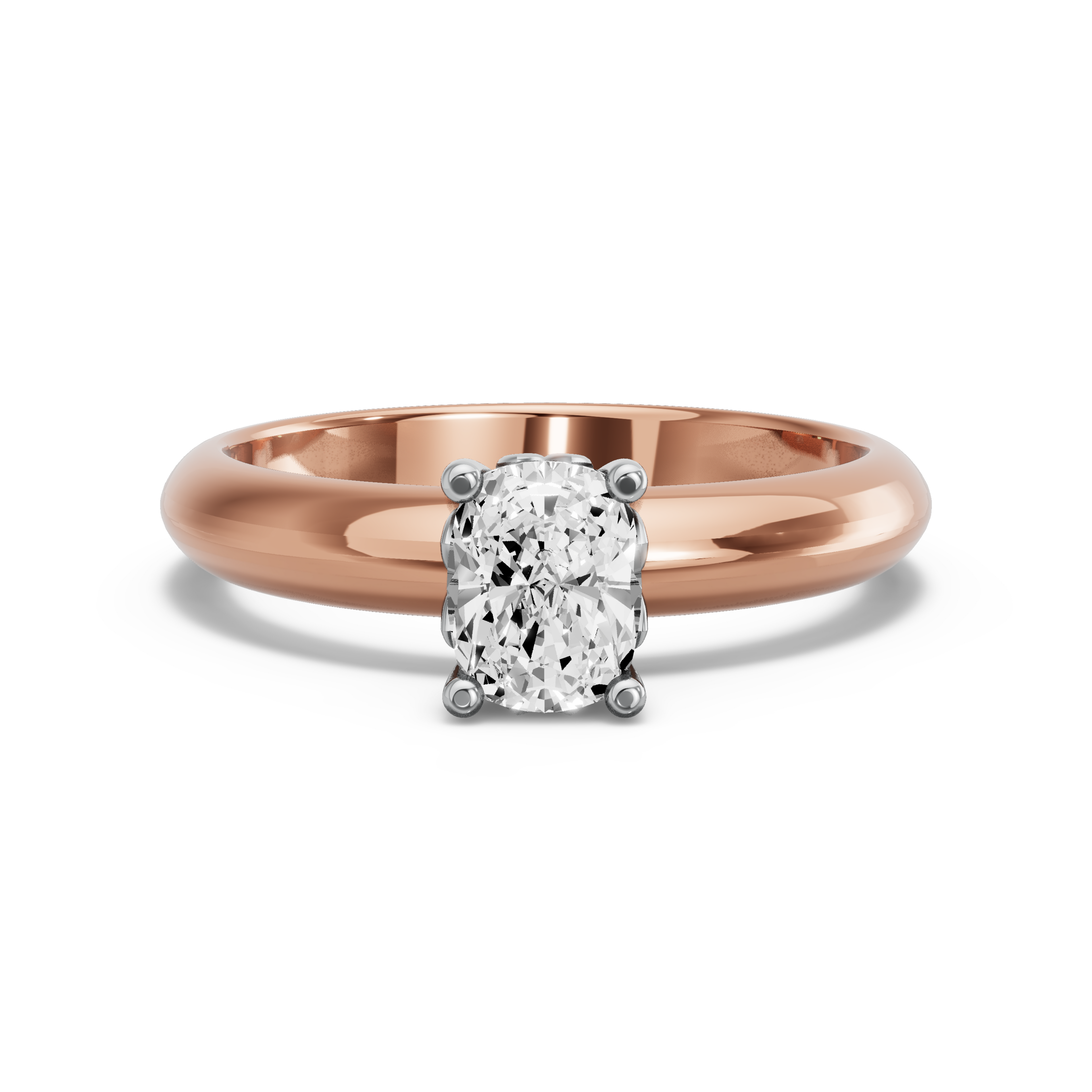 Image for Cushion Lotus Basket Ring with Knife Edge Solitaire band in 14K Two Tone Rose Gold