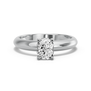 Image for Cushion Lotus Basket Ring with Knife Edge Solitaire band in 18K White Gold