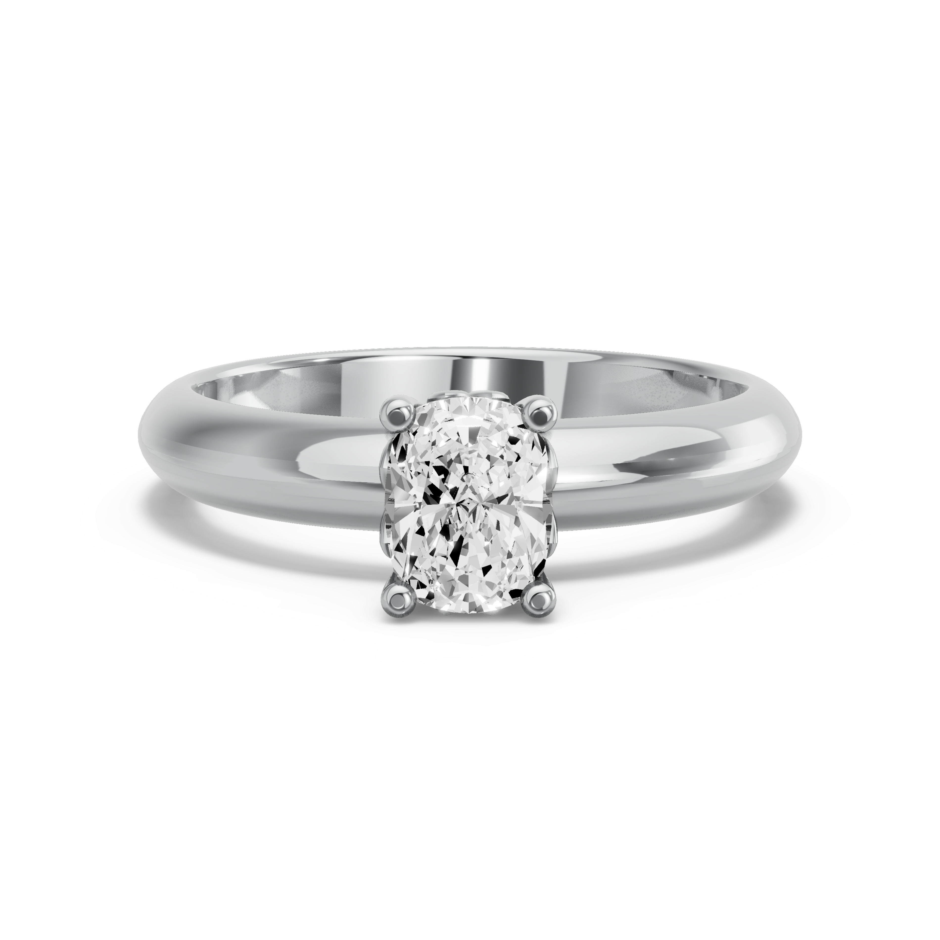Image for Cushion Lotus Basket Ring with Knife Edge Solitaire band in 14K White Gold