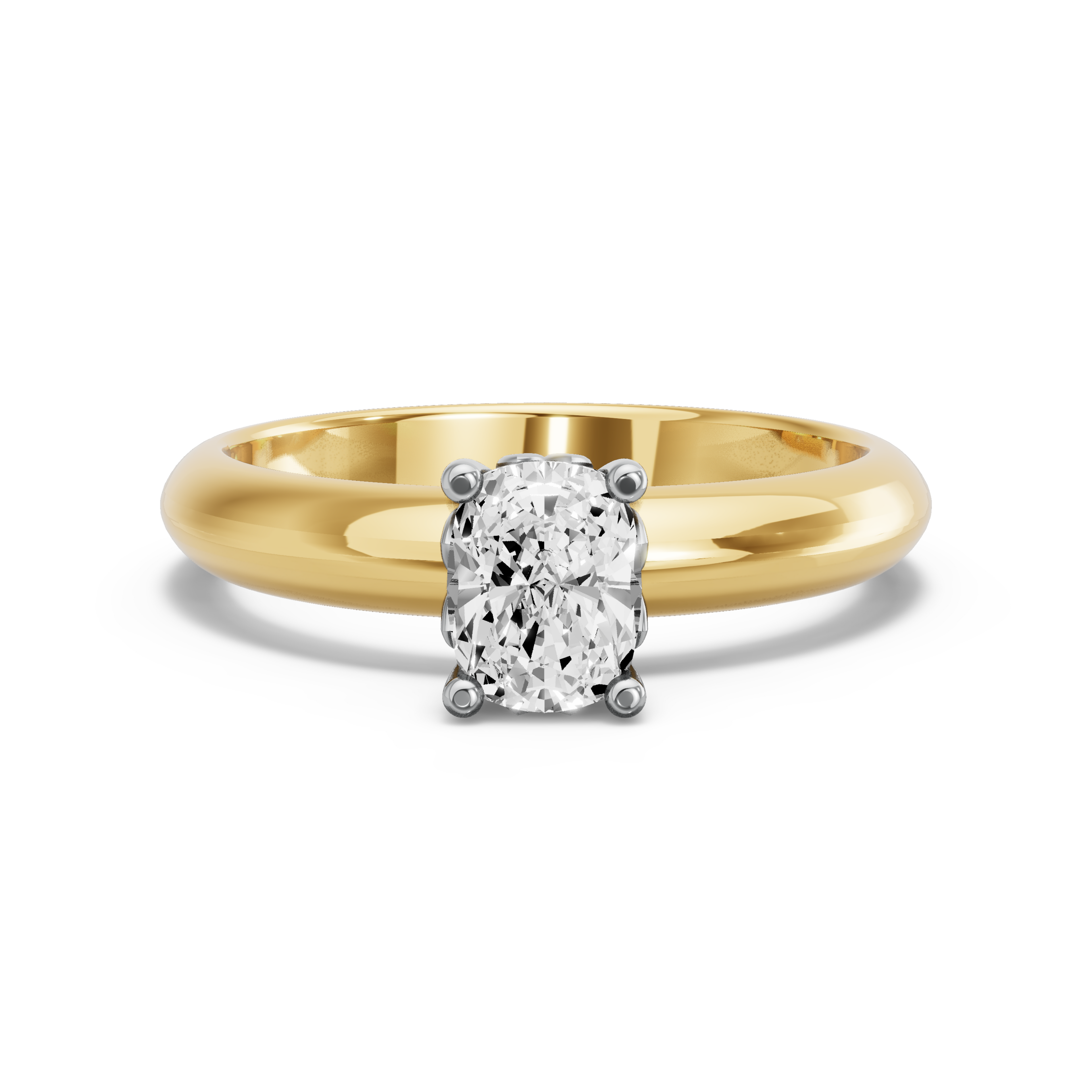Image for Cushion Lotus Basket Ring with Knife Edge Solitaire band in 18K Two Tone Yellow Gold