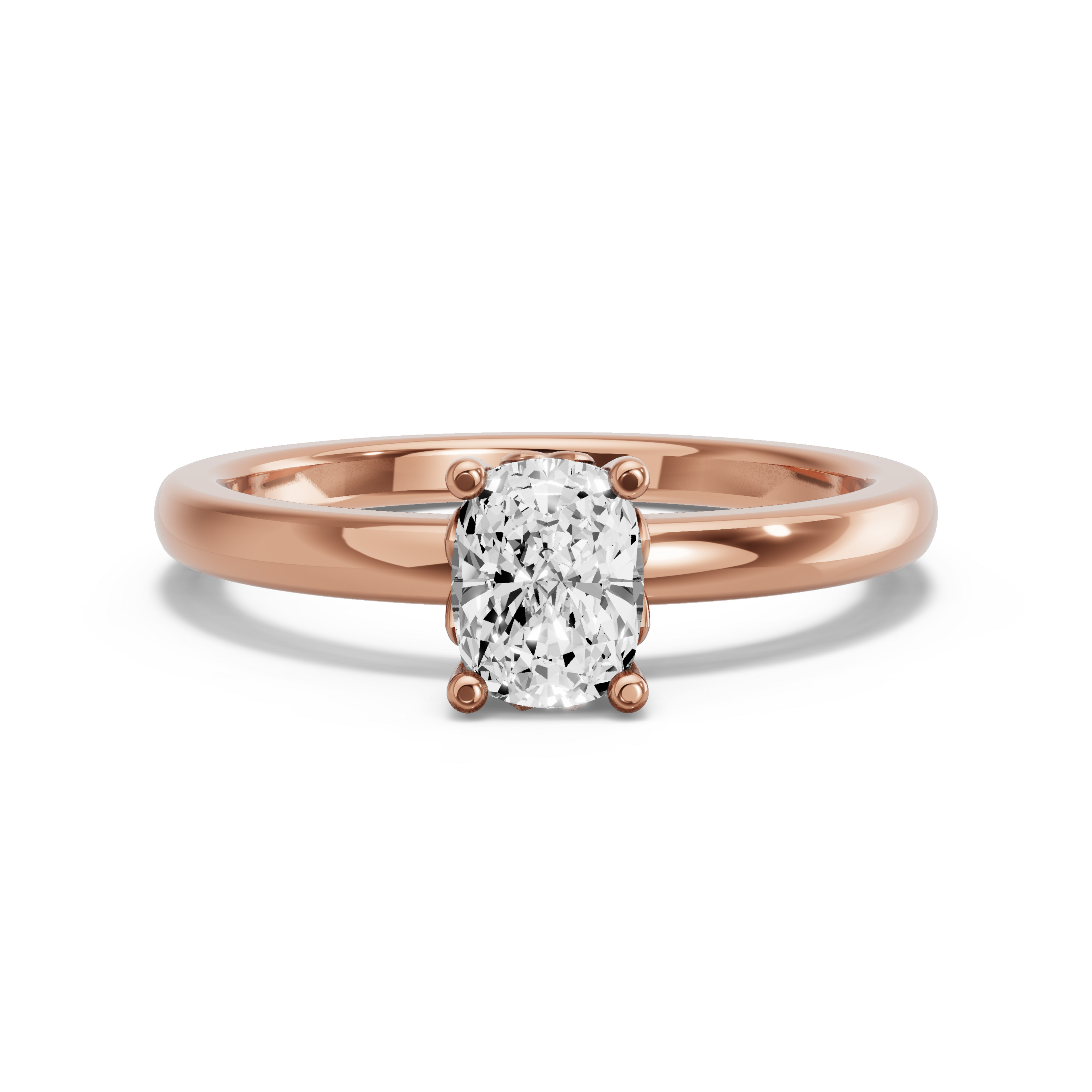 Image for Cushion Lotus Basket Ring with Solitaire band in 10K Rose Gold