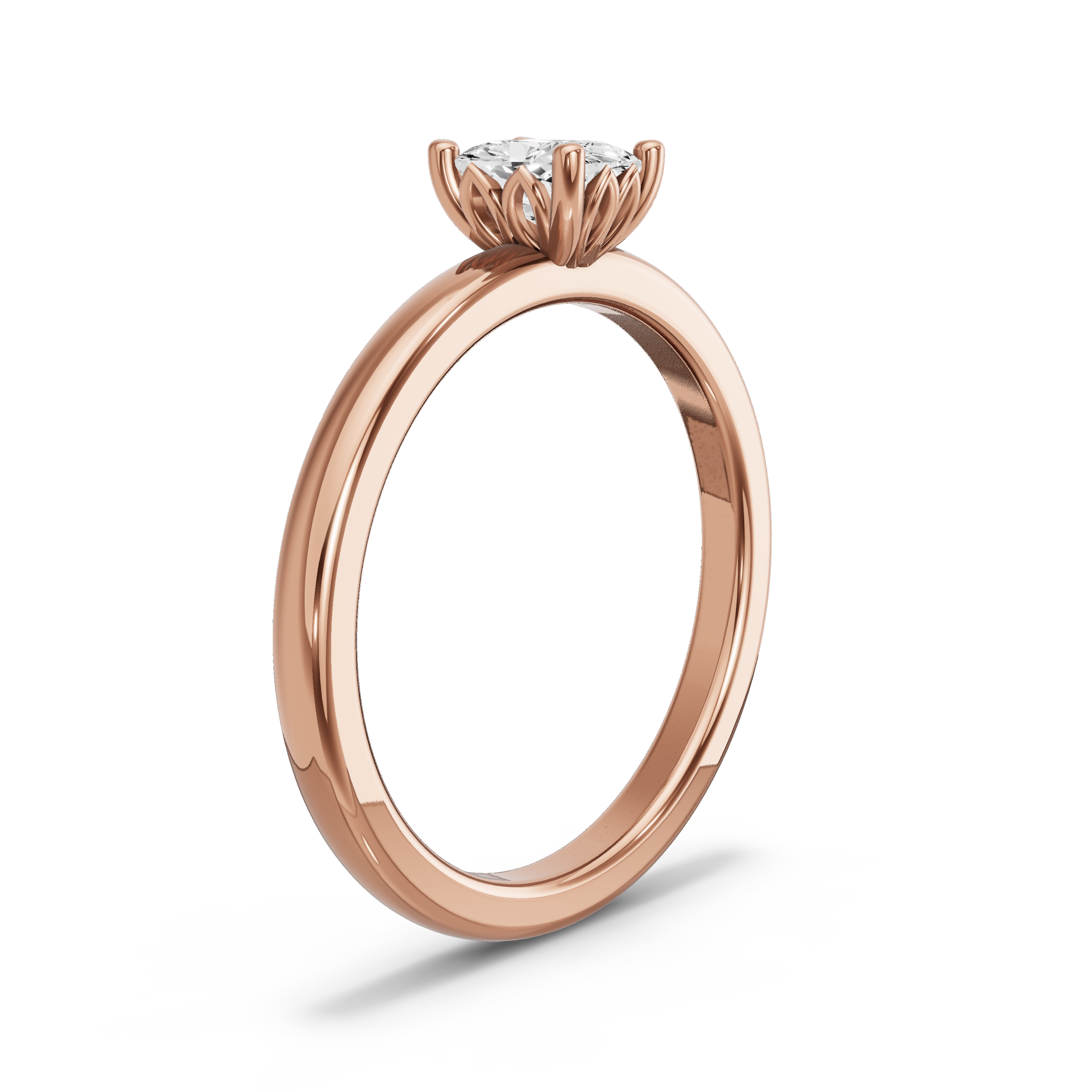 Image for Cushion Lotus Basket Ring with Solitaire band in 10K Rose Gold