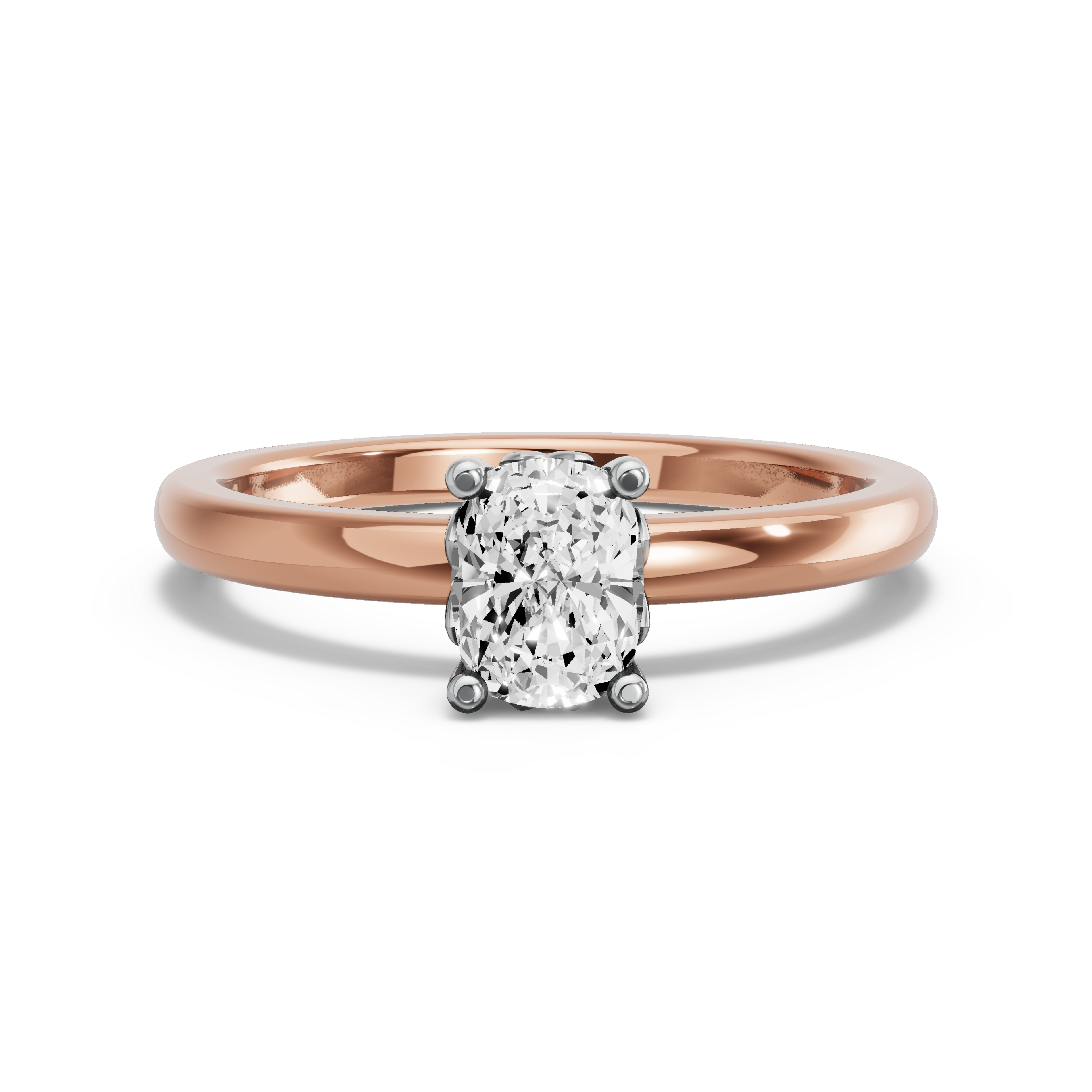 Image for Cushion Lotus Basket Ring with Solitaire band in 10K Two Tone Rose Gold