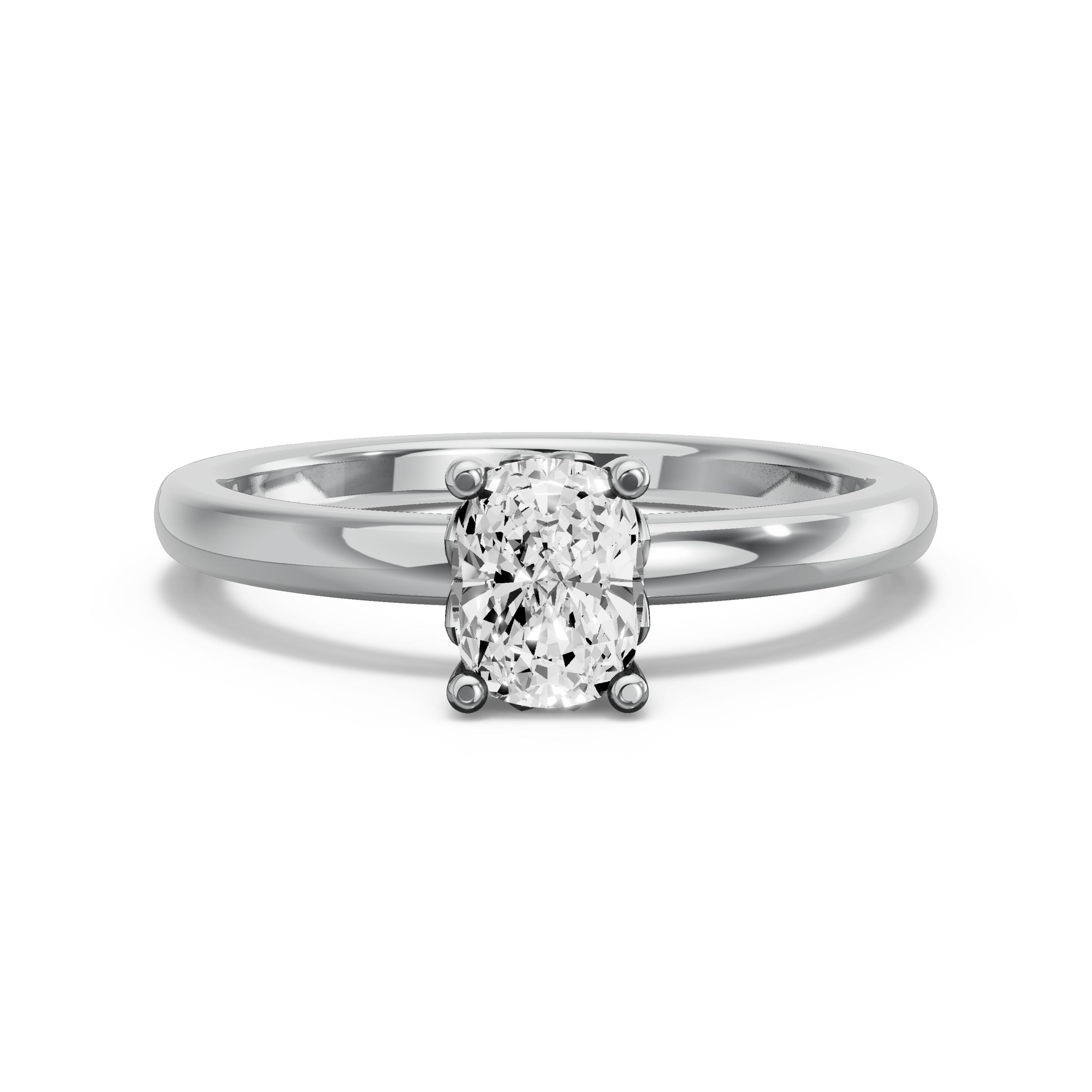 Image for Cushion Lotus Basket Ring with Solitaire band in 10K White Gold