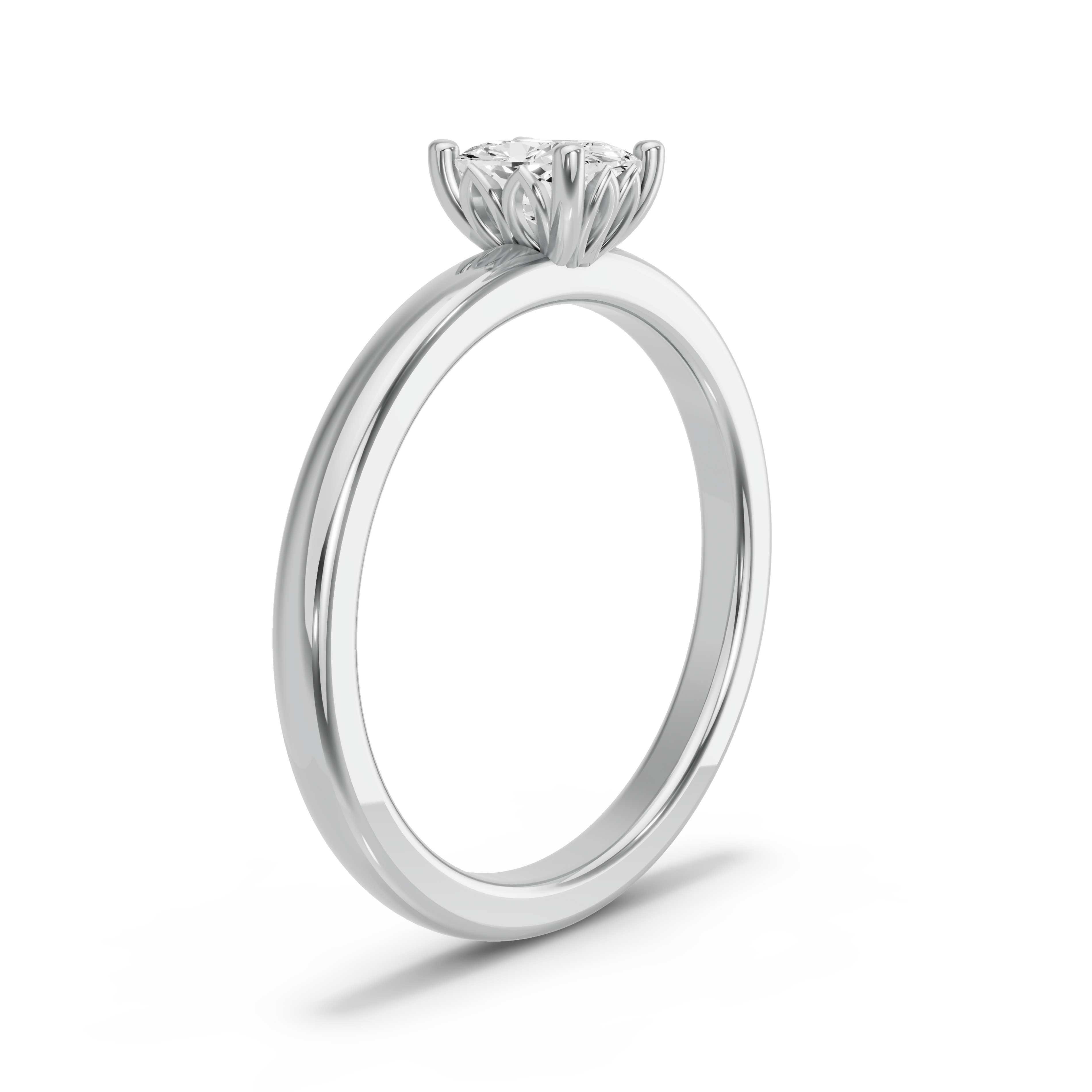 Image for Cushion Lotus Basket Ring with Solitaire band in 14K White Gold