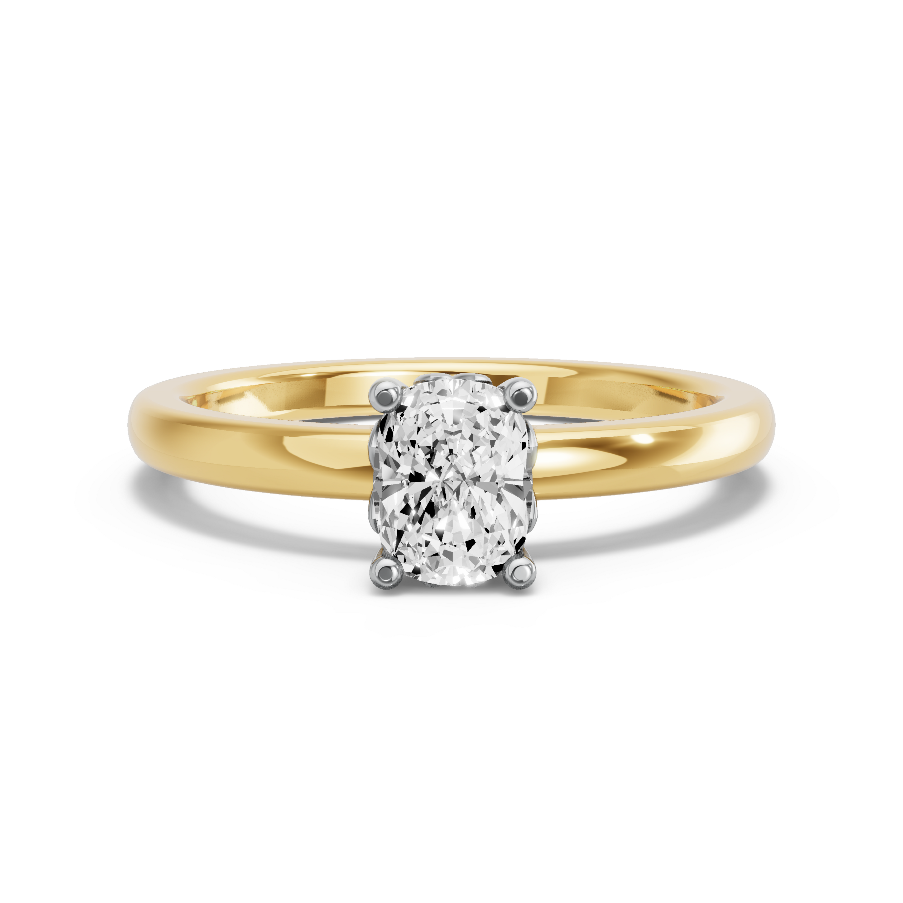 Image for Cushion Lotus Basket Ring with Solitaire band in 14K Two Tone Yellow Gold