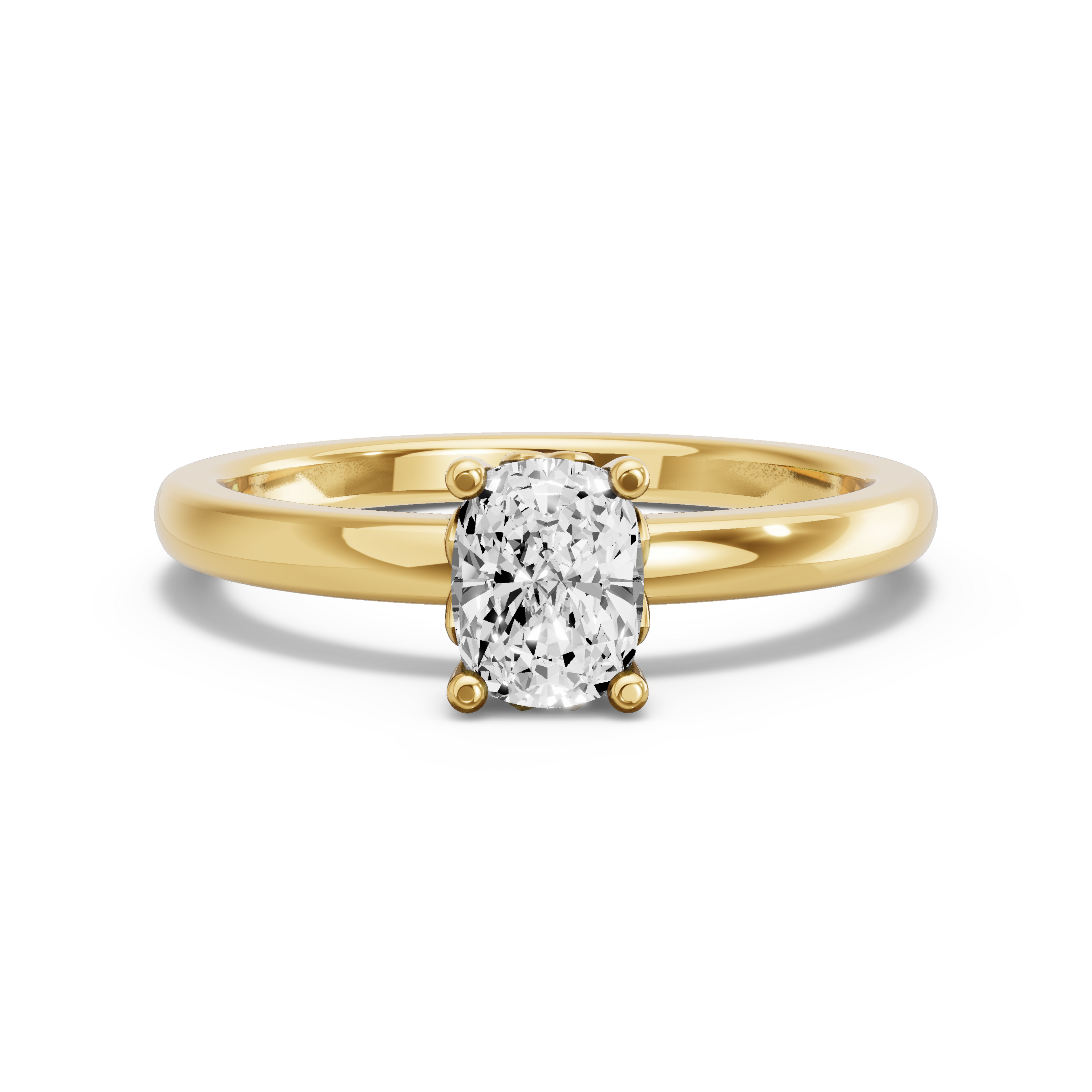 Image for Cushion Lotus Basket Ring with Solitaire band in 10K Yellow Gold