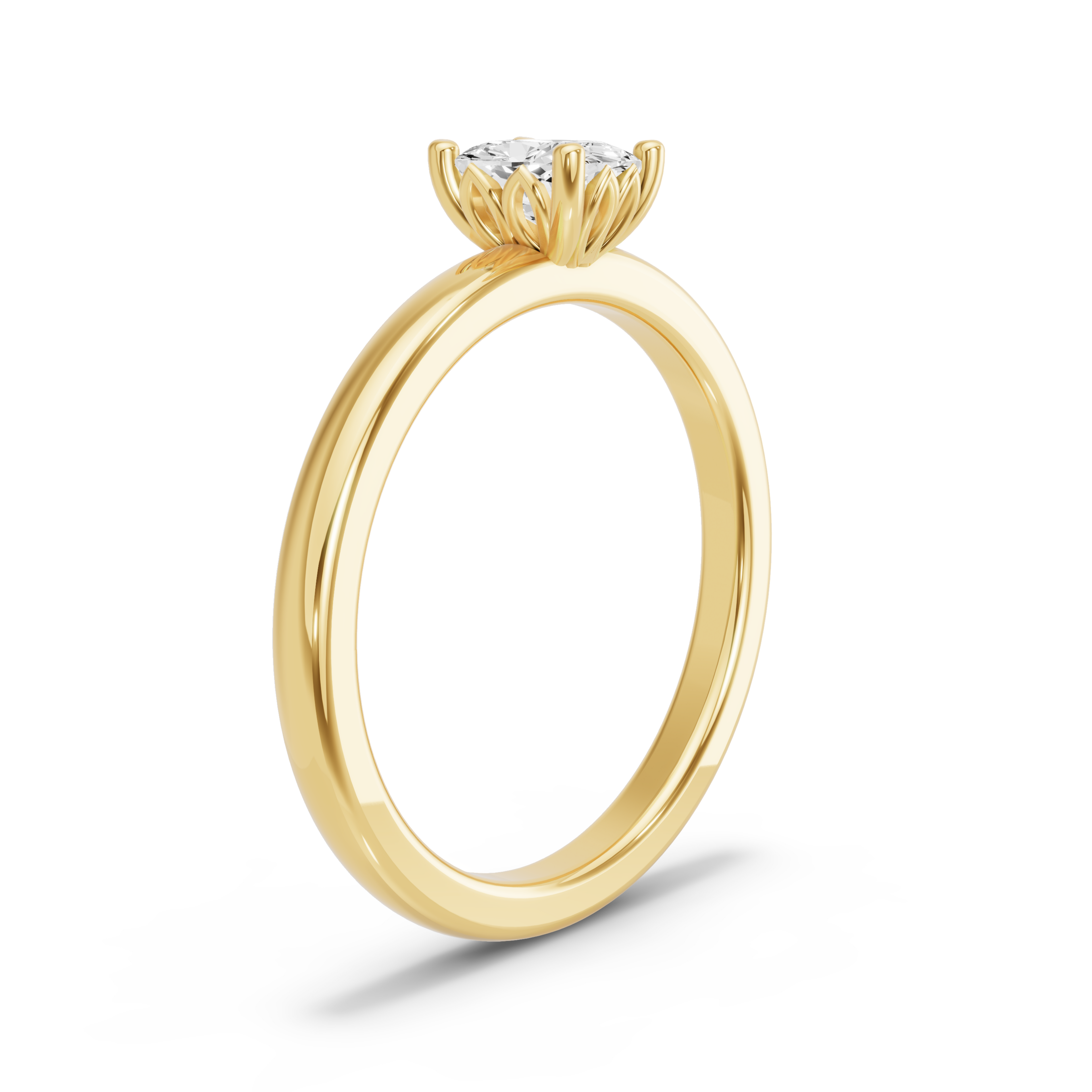 Image for Cushion Lotus Basket Ring with Solitaire band in 10K Yellow Gold
