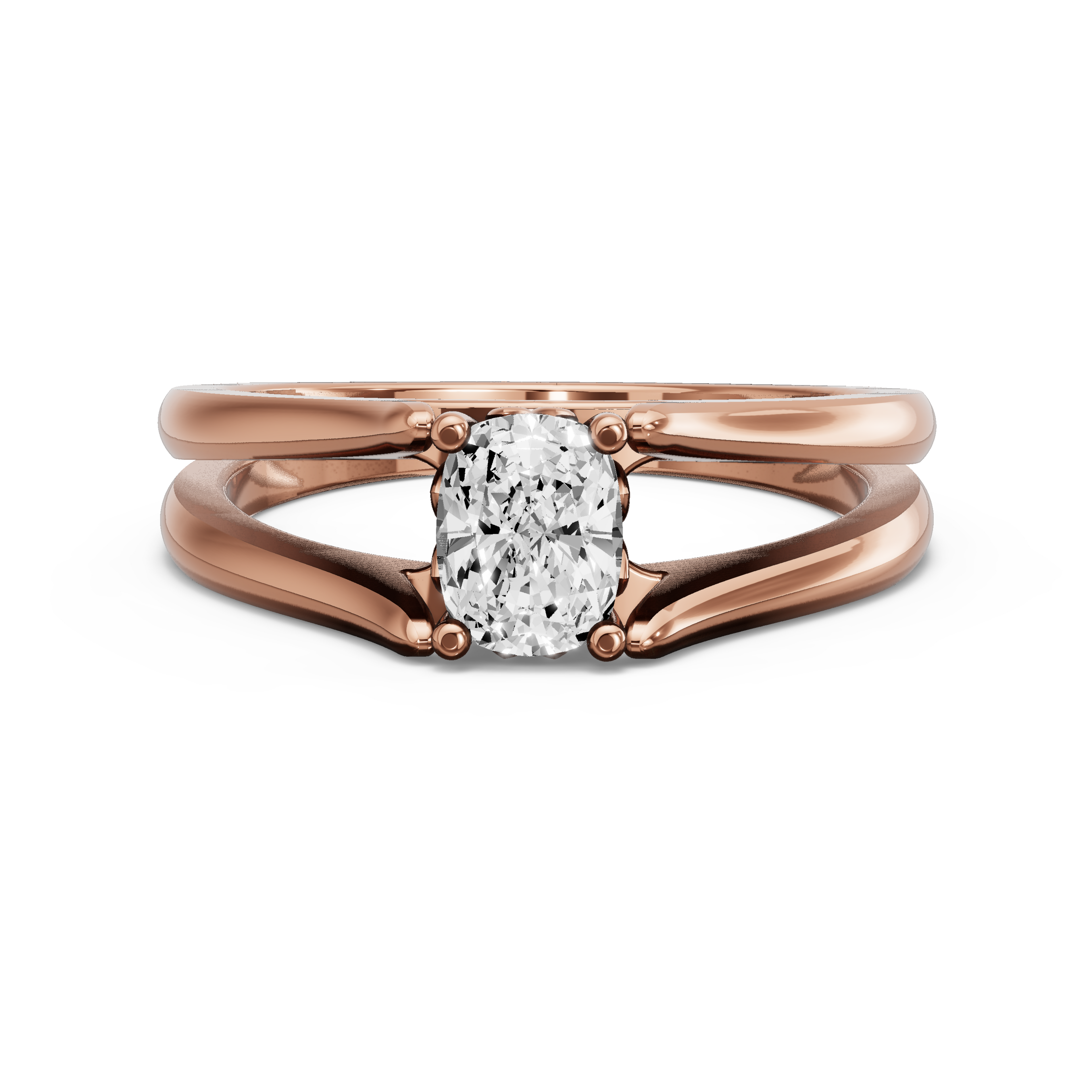 Image for Cushion Lotus Basket Ring with Split Ring Solitaire band in 10K Rose Gold