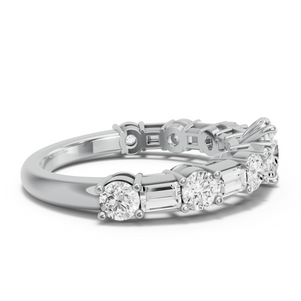 Image for Oval Lotus Basket Ring with Alternating Baguette band