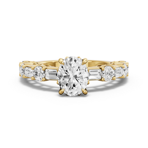 Image for Oval Lotus Basket Ring with Alternating Baguette band