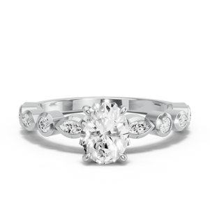 Image for Oval Lotus Basket Ring with Alternating Marquise band