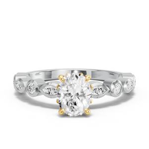 Image for Oval Lotus Basket Ring with Alternating Marquise band