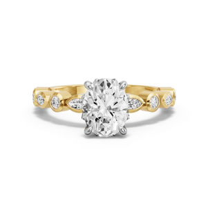 Image for Oval Lotus Basket Ring with Alternating Marquise band